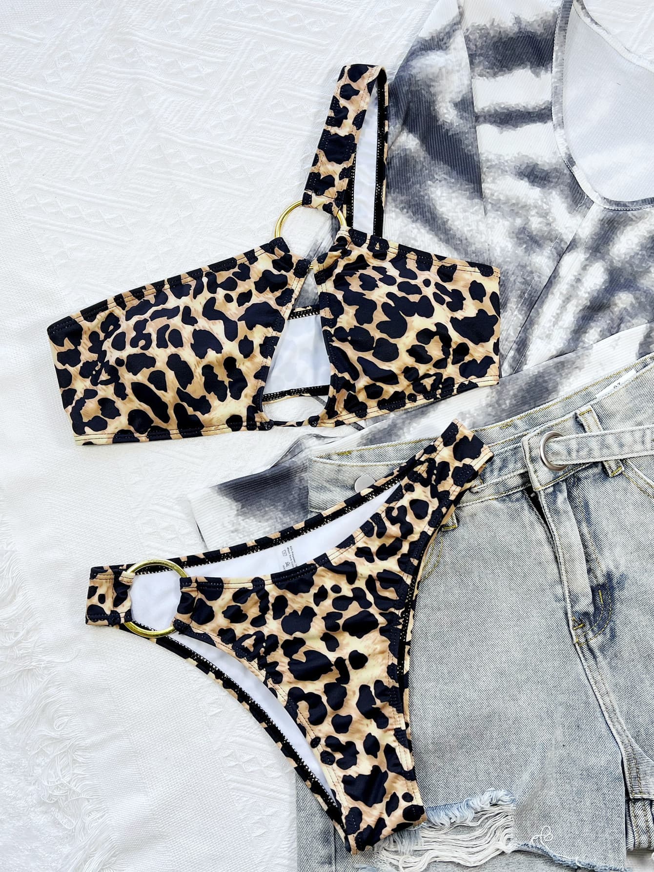 Wild at Heart - One-Shoulder Leopard Cutout Bikini Set