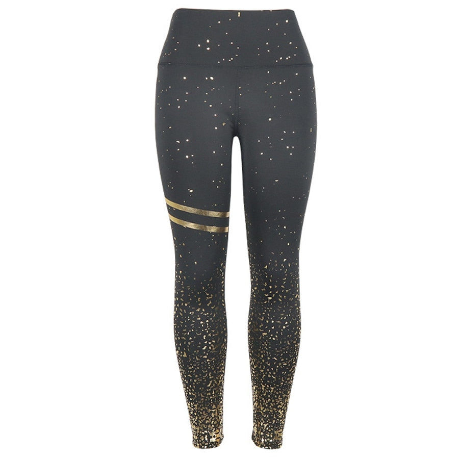 Black and Gold Quick Dry Leggings