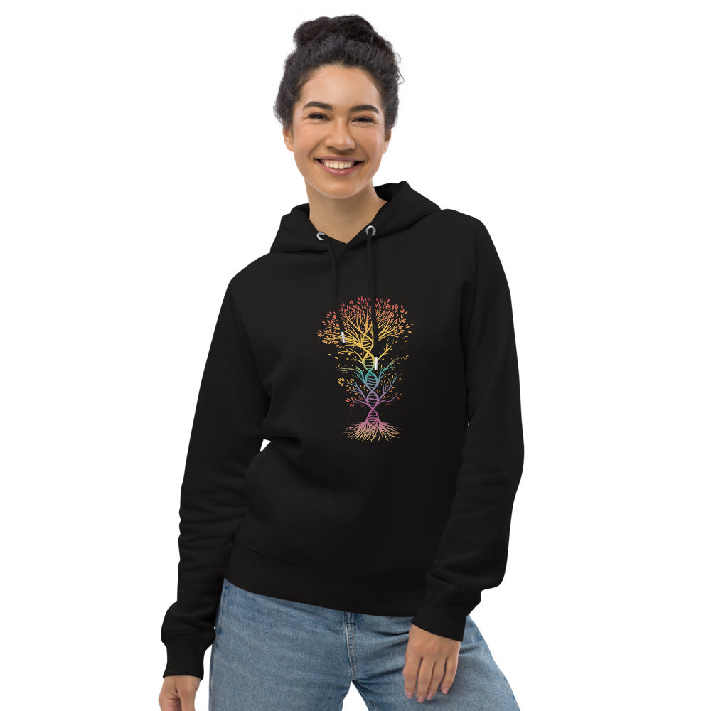 Colorful DNA Tree Eco Hoodie - Organic Cotton and recycled polyester