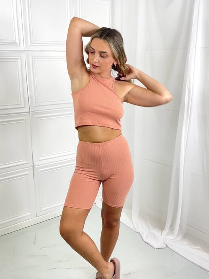 Peachy For Days Yoga Shorts and Crop Top Set