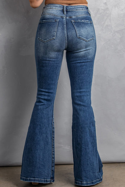 In-Style High Waist Flare Jeans with Pockets