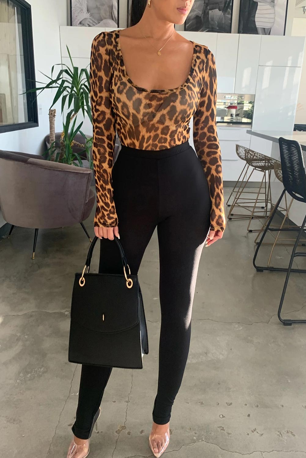 Animal Print Cheetah Mesh Bodysuit