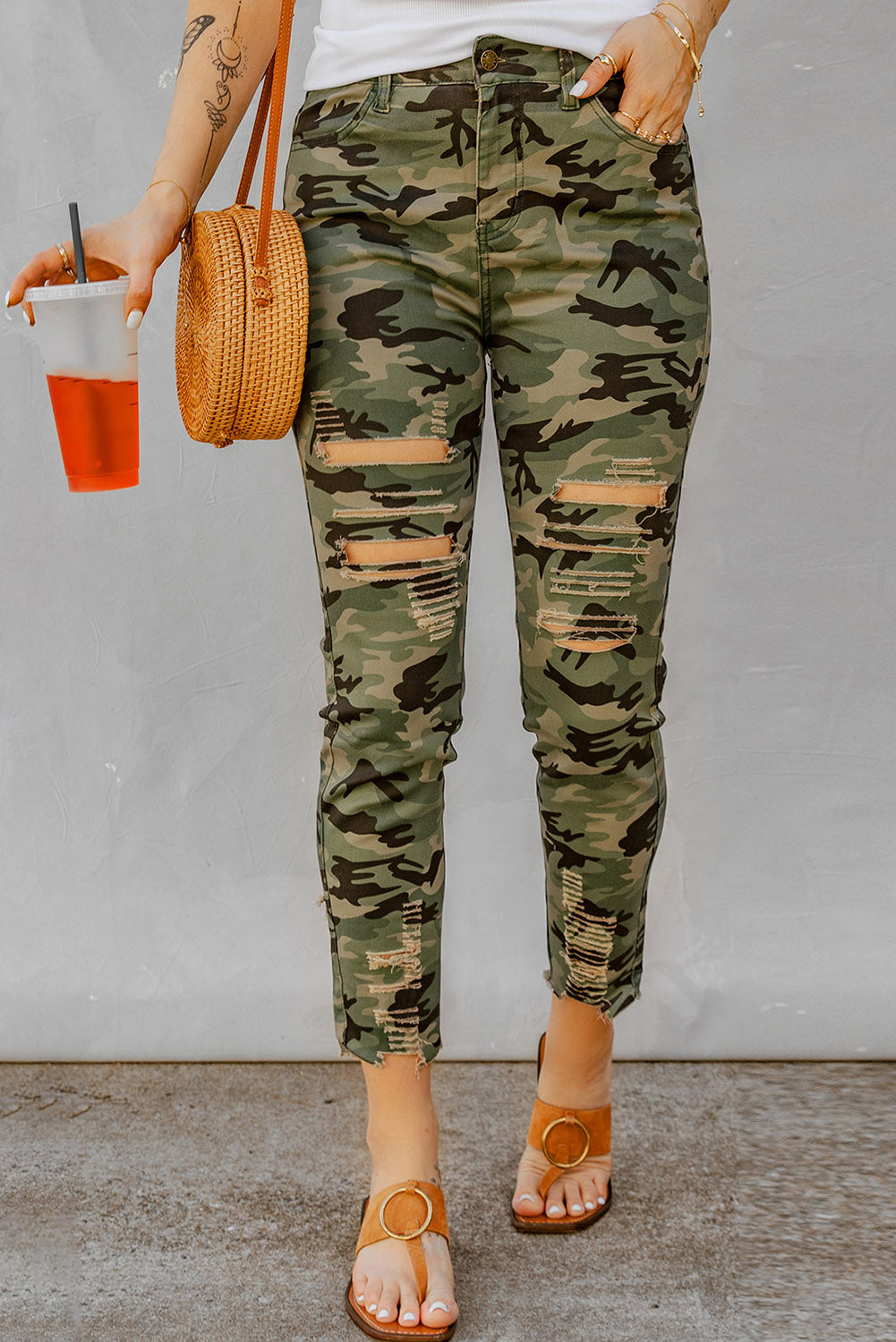 Army Girl Green Camouflage Jeans