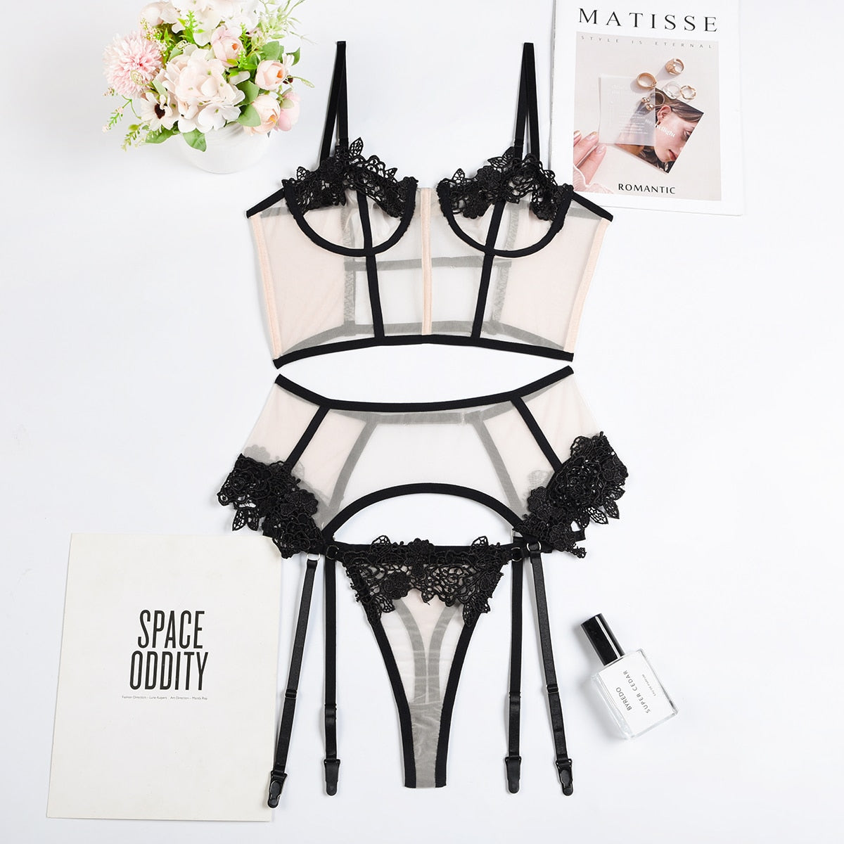 Sheer Nights See Through Lace Lingerie Set