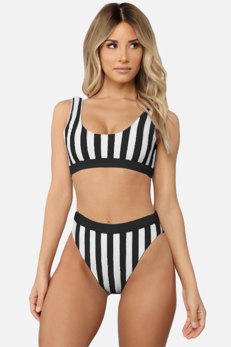 Striped Tank High Waist Bikini - Yogasity