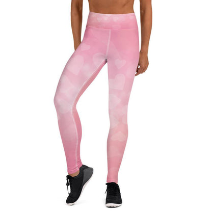 Pink Heart - High Waist Yoga Leggings - JML Design Yoga