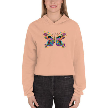 Colorful Butterfly - Crop Hoodie - JML Design Yoga