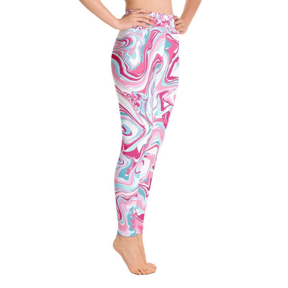 Pink Marble Swirl - High Waist Yoga Leggings - JML Design Yoga