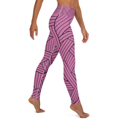 Abstract Geometry Pink - High Waist Yoga Leggings - JML Design Yoga