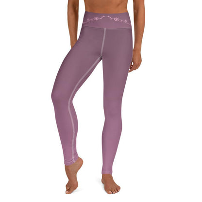 Pink Fading Rose - High Waist Yoga Leggings - JML Design Yoga