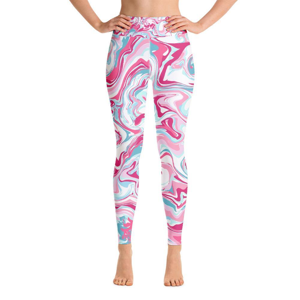 Pink Marble Swirl - High Waist Yoga Leggings - JML Design Yoga