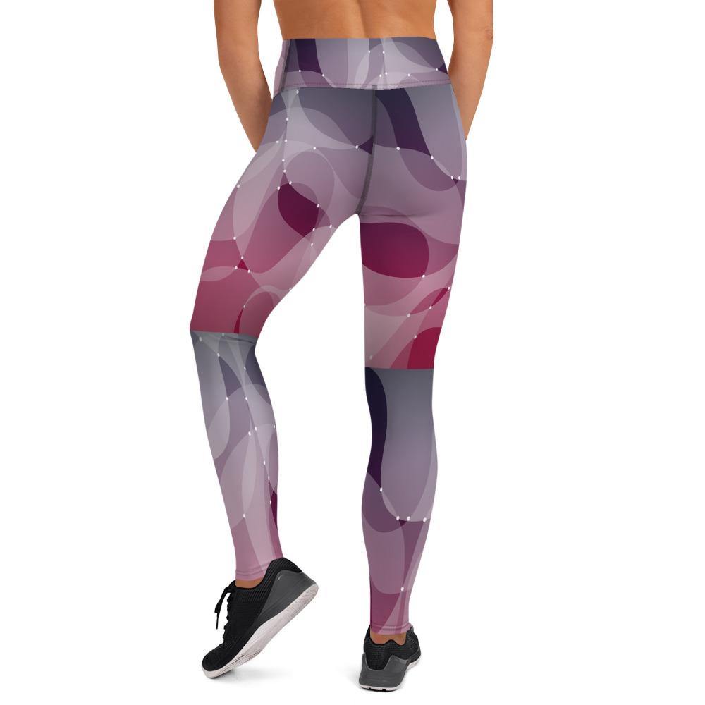 Abstract Waves Pink - High Waist Yoga Leggings - JML Design Yoga
