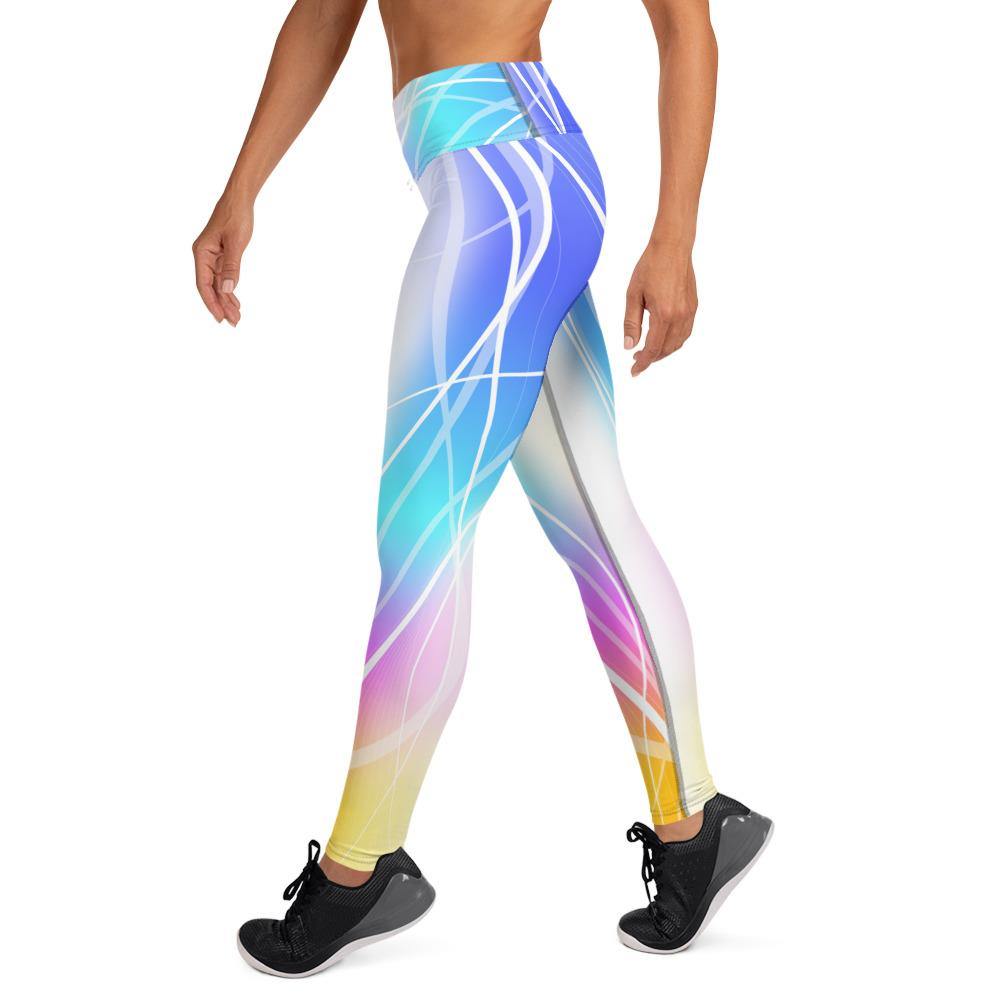 Colorful Waves of Summer - High Waist Yoga Leggings - JML Design Yoga