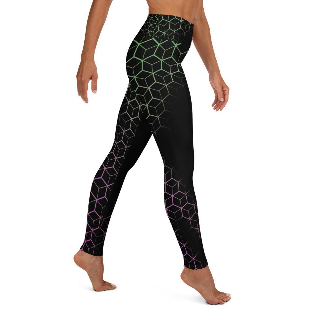 Faded 3D Hexagon - Yoga Leggings - JML Design Yoga
