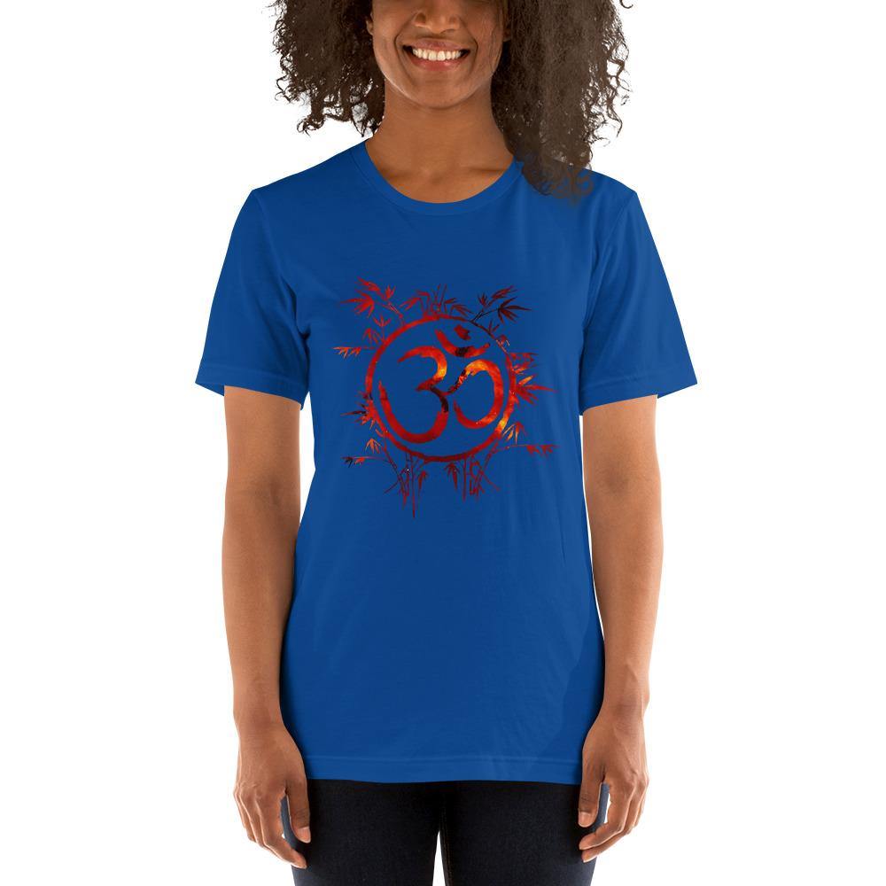 Om Symbol with Nebula Background - Short-Sleeve Unisex T-Shirt - JML Design Yoga