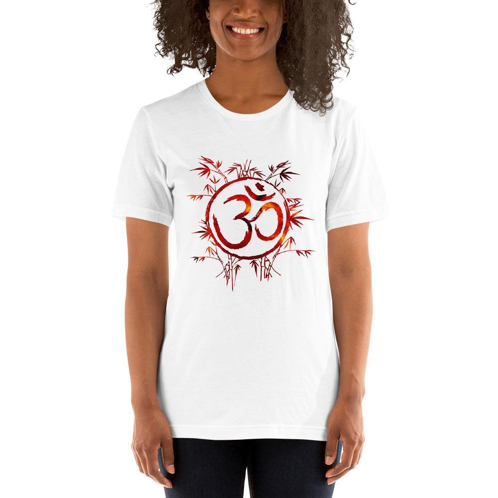 Om Symbol with Nebula Background - Short-Sleeve Unisex T-Shirt - JML Design Yoga