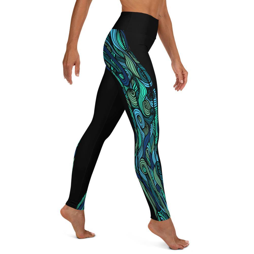 Green Energy Swirl - High Waist Leggings - JML Design Yoga