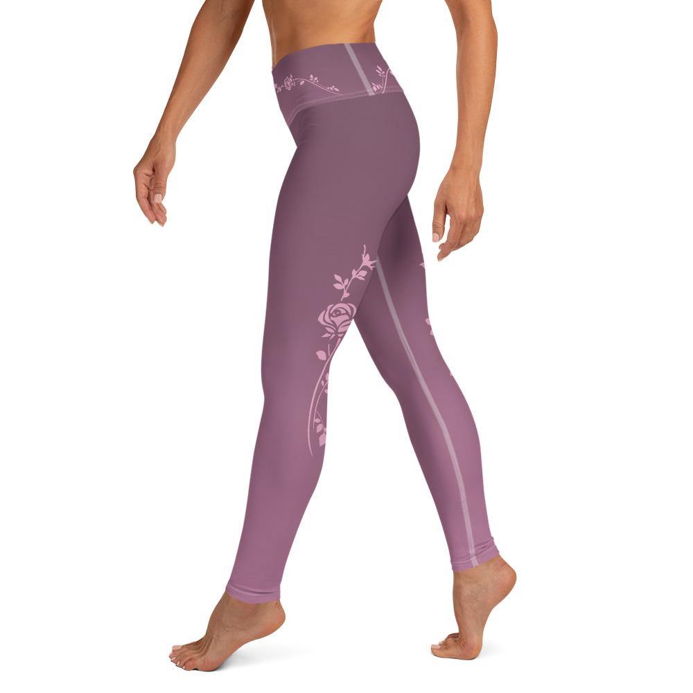 Pink Fading Rose - High Waist Yoga Leggings - JML Design Yoga