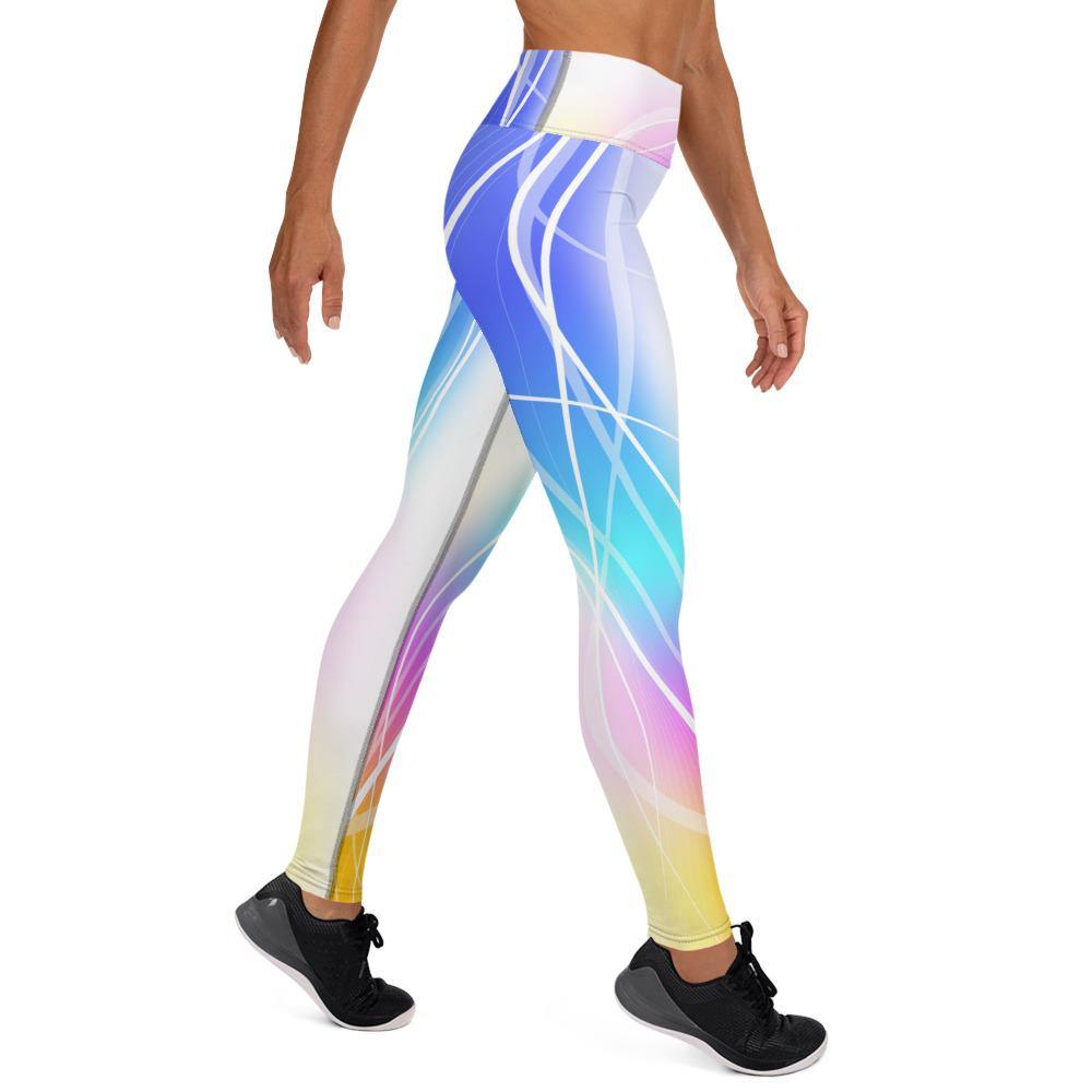 Colorful Waves of Summer - High Waist Yoga Leggings - JML Design Yoga