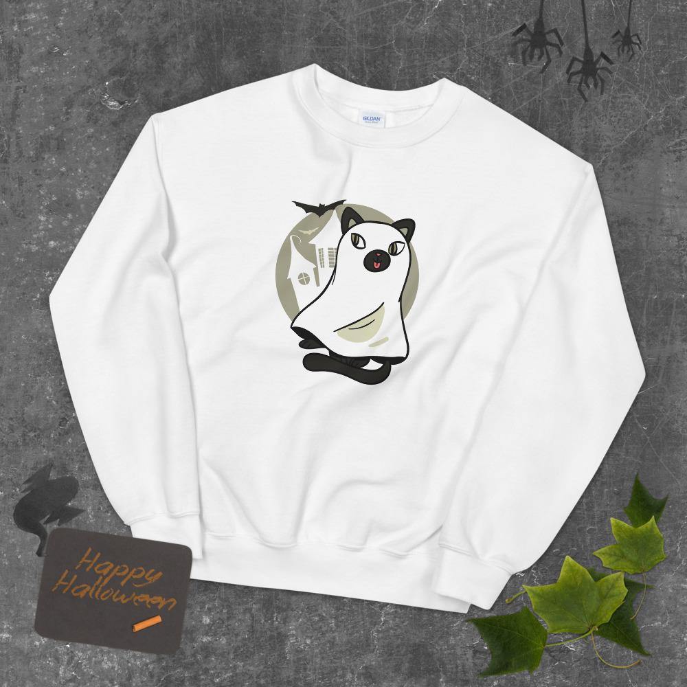 Spooky Ghost Cat - Soft Sweatshirt - JML Design Yoga