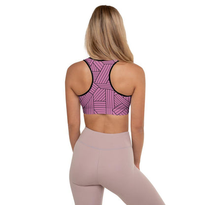 Abstract Geometry Pink - Padded Sports Bra - JML Design Yoga