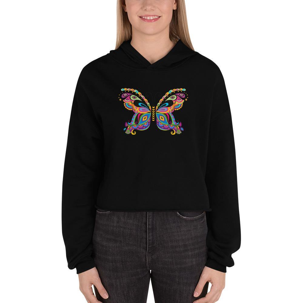 Colorful Butterfly - Crop Hoodie - JML Design Yoga