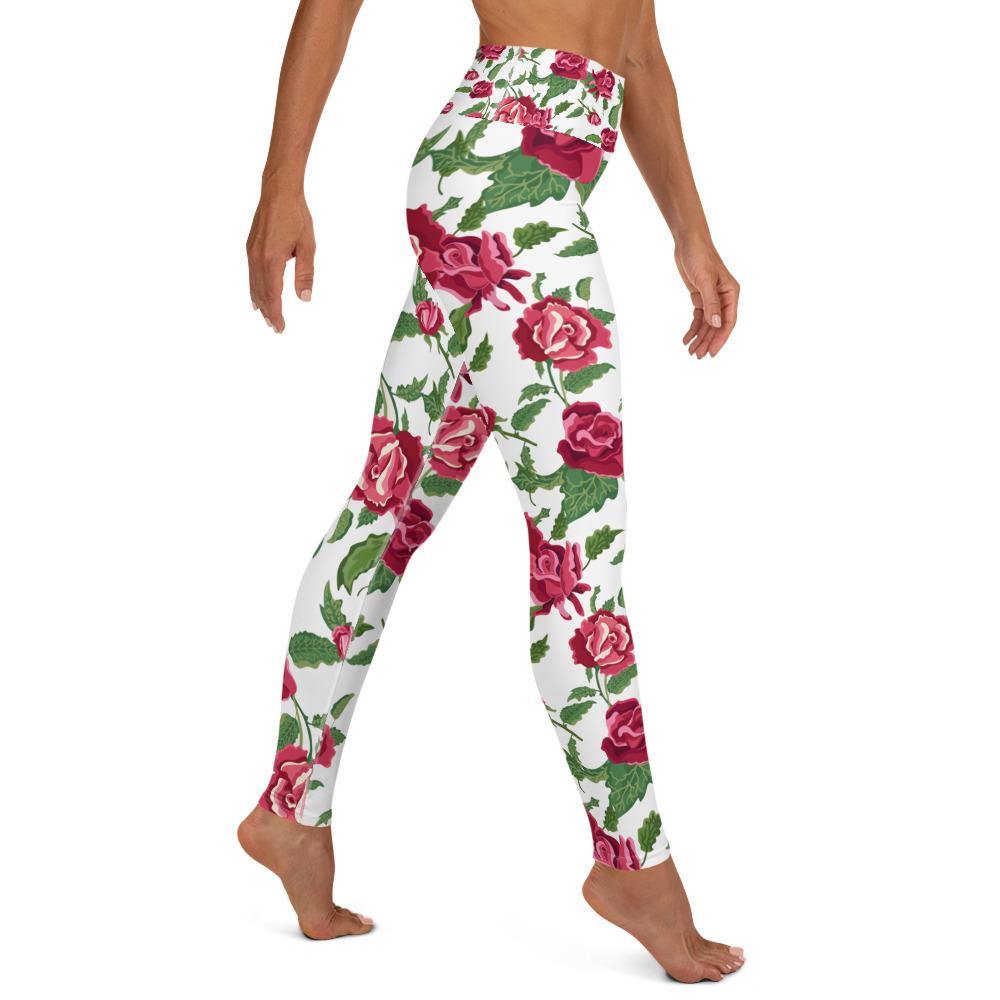 Red Rose - High Waist Yoga Leggings - JML Design Yoga