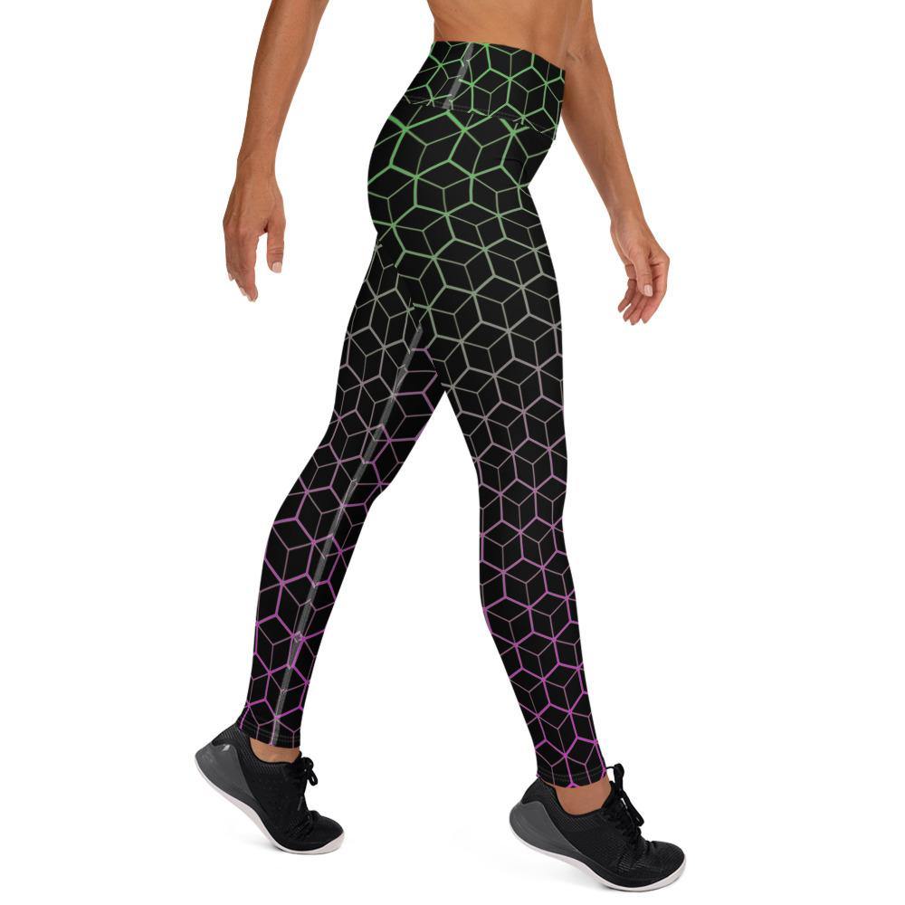 3D Hexagon - High Waist Yoga Leggings - JML Design Yoga