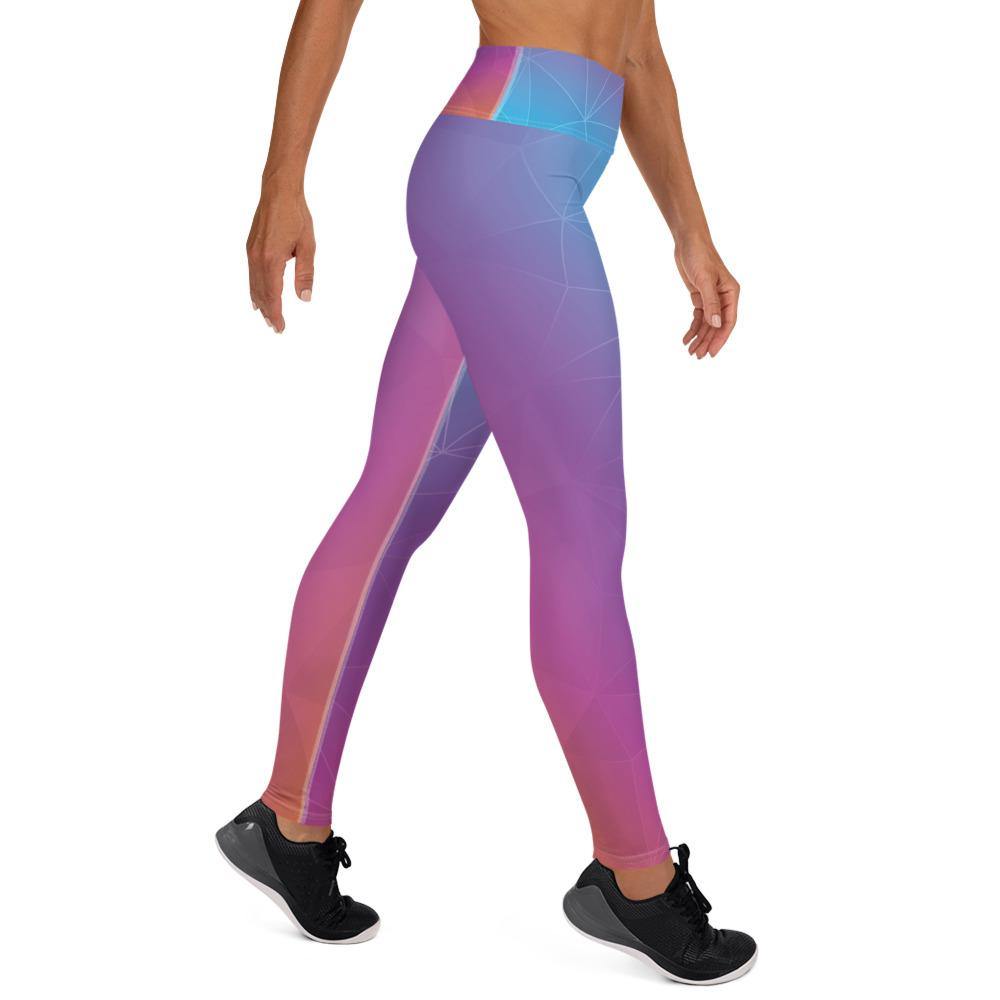 Crystal Polygonal Pink and Blue - High Waist Yoga Leggings - JML Design Yoga