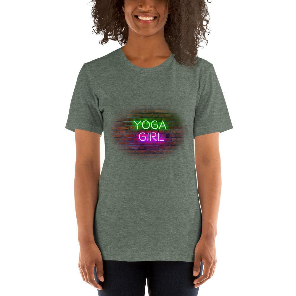 Yoga Girl Neon Sign - Short-Sleeve Unisex T-Shirt - JML Design Yoga
