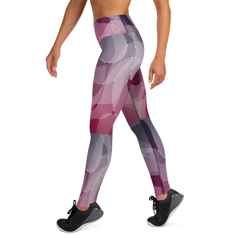 Abstract Waves Pink - High Waist Yoga Leggings - JML Design Yoga