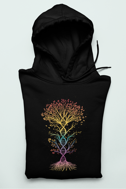 Colorful DNA Tree Eco Hoodie - Organic Cotton and recycled polyester