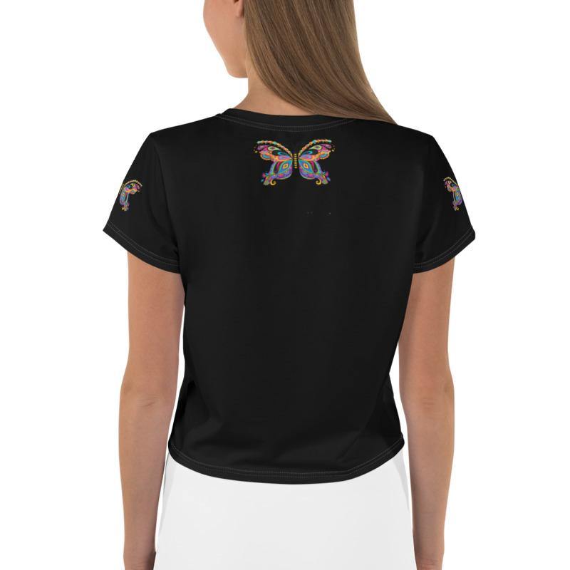 Colorful Butterfly - All-Over Print Crop Tee - JML Design Yoga