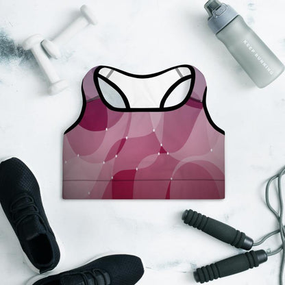 Abstract Waves Pink - Padded Sports Bra - JML Design Yoga