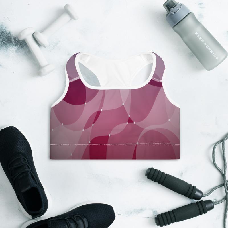 Abstract Waves Pink - Padded Sports Bra - JML Design Yoga