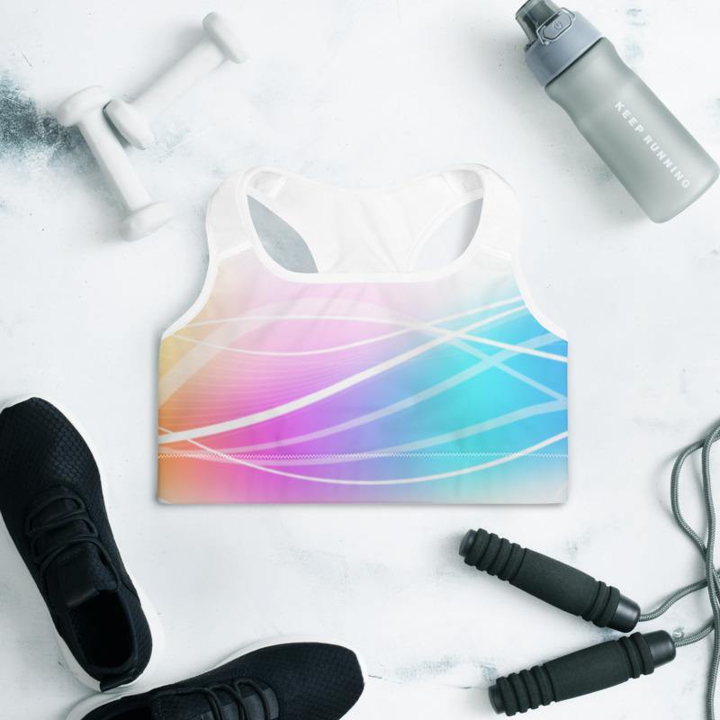 Colorful Waves of Summer - Padded Sports Bra - JML Design Yoga